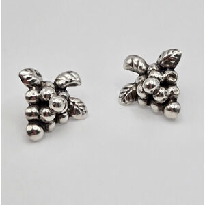 Vintage Sterling Silver Grape Cluster Earrings Midcentury Screwbacks Mexico 925